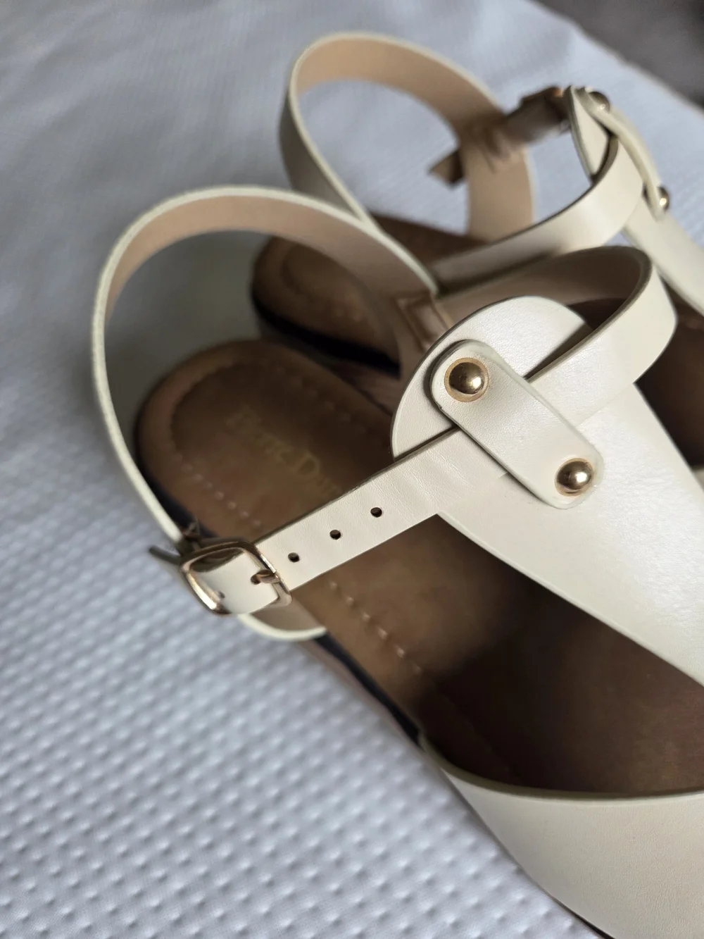 Pierre Dumas Cream T-Strap Sandals